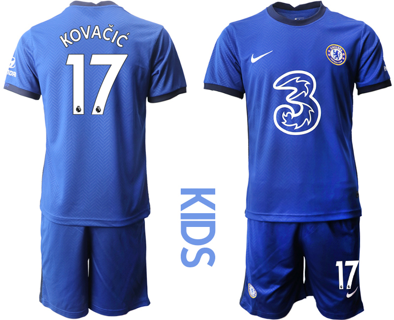 Youth 2020-2021 club Chelsea home #17 blue Soccer Jerseys